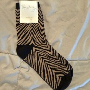 Vera Bradley Black and Brown Zebra Print Socks